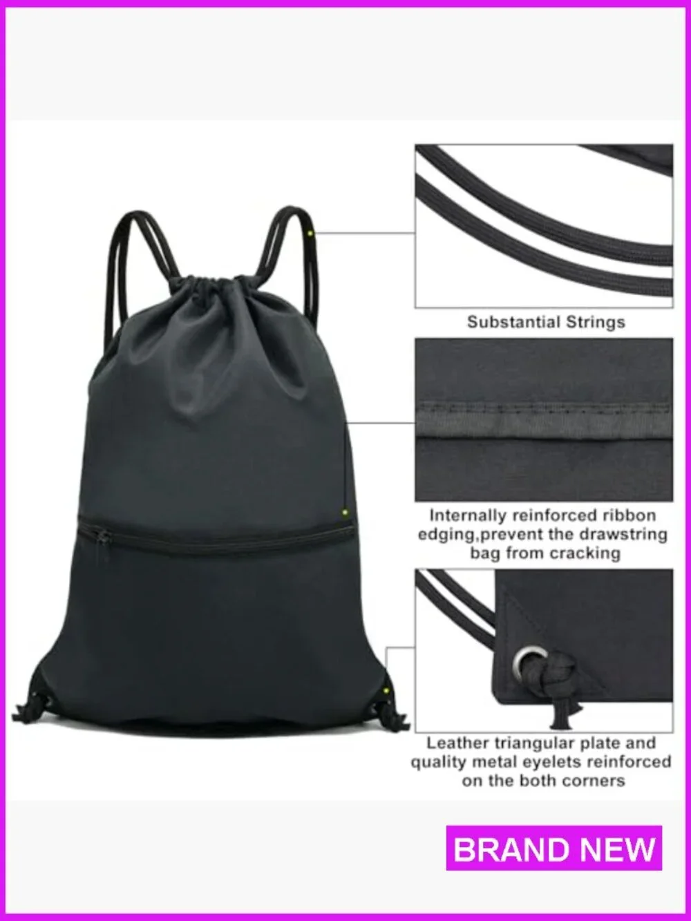 Drawstring Backpack Sport Gym Sackpack Lightweight Adjustable Strap Travel